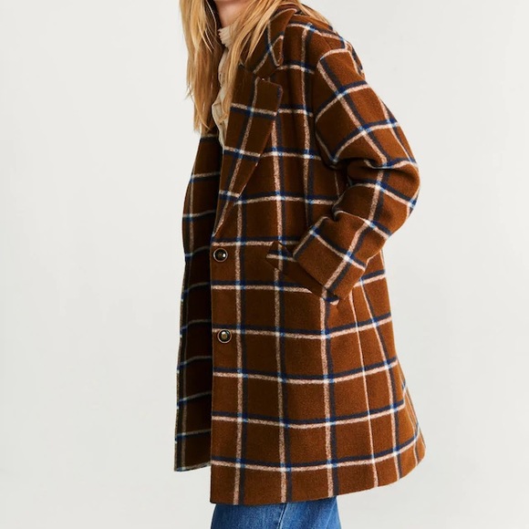 NO LONGER AVAILABLE MANGO Checked Lapel Coat - Picture 2 of 13